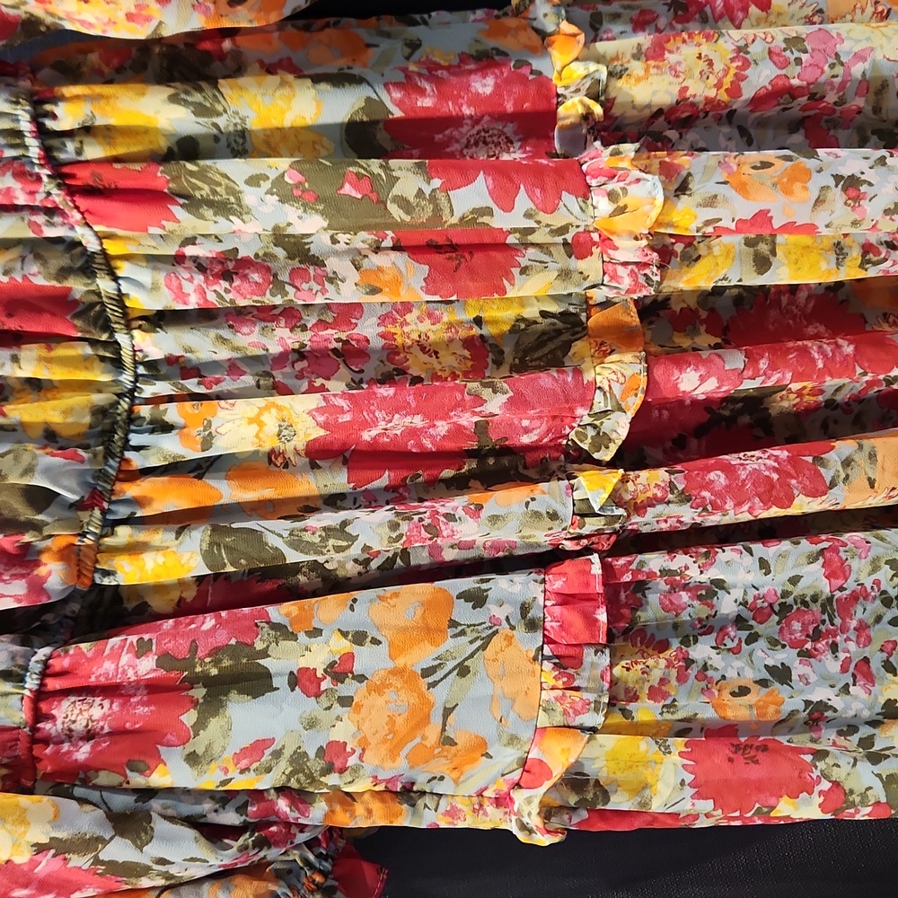 NWT Lauren Conrad Women's sz L Floral flowy lined Maxi Dress - Picture 2 of 9
